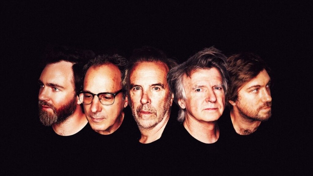 New Zealand music: Crowded House against a black background