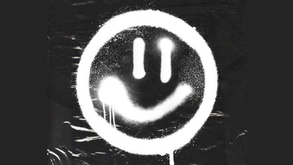 Cover songs: white spray painted Blink-182 smiley face logo