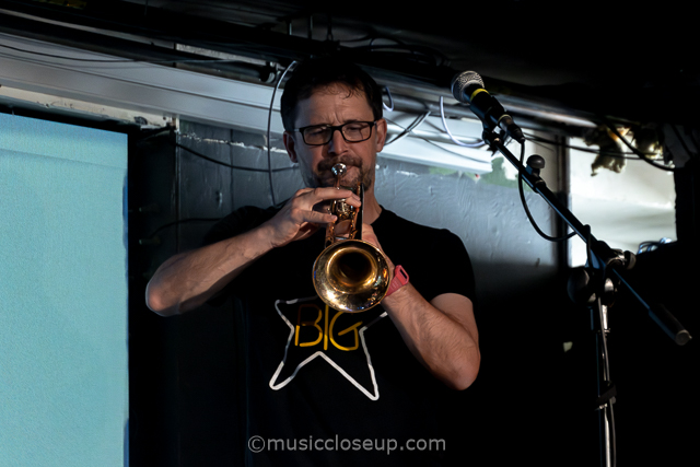 Bennett Wilson Band live in Glasgow: Joe Bennett playing trumpet