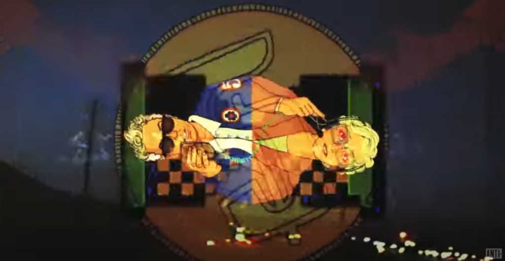 M. Ward and First Aid Kit in animated form talking on an intercom