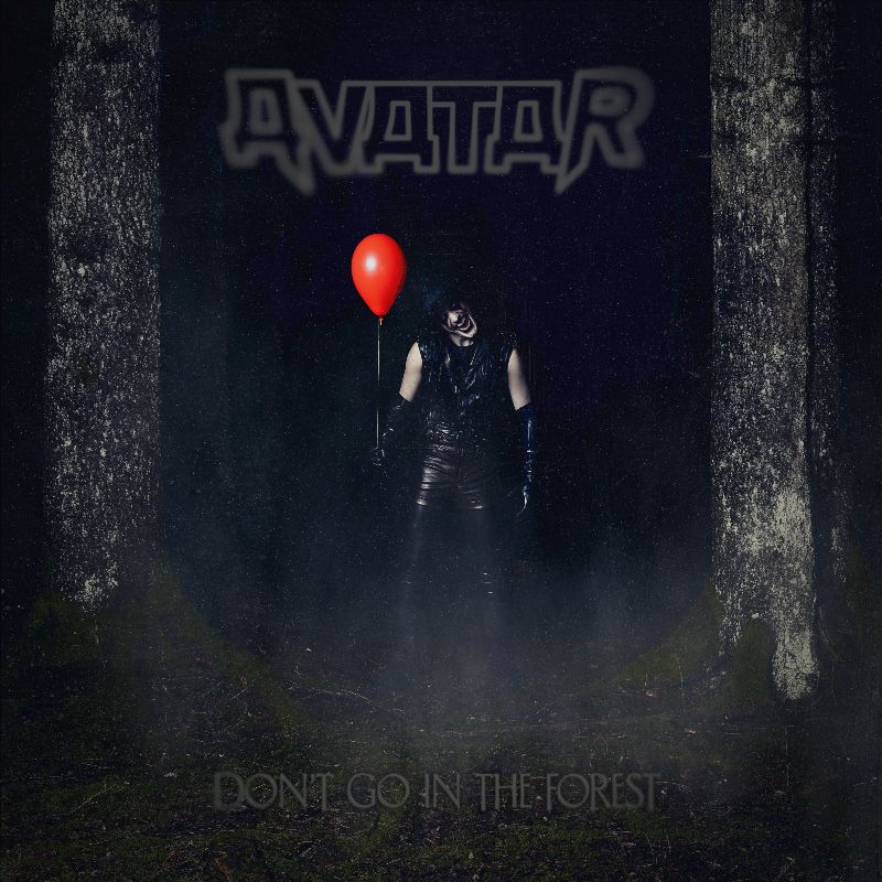 New Avatar single Death and Glitz: dark image with a man in black holding a red balloon