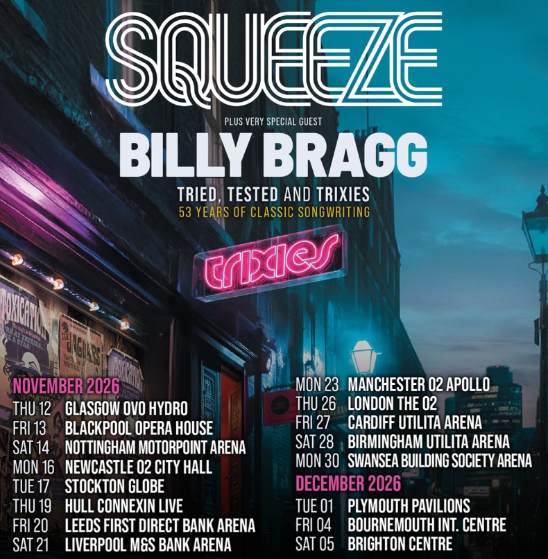 Squeeze and Billy Bragg tour poster