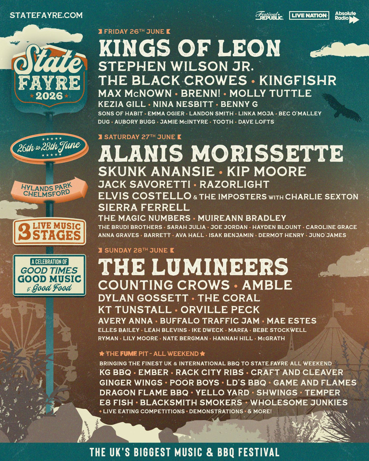 State Fayre Festival 2026 line-up poster