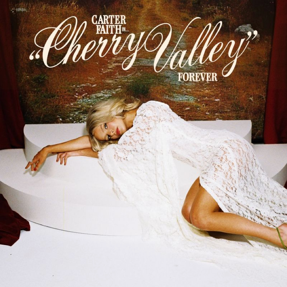 Cherry Valley Forever promo photos - Carter Faith lying on a white bed